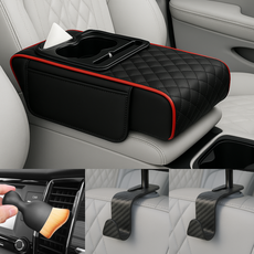 아이셀로 차량용 콘솔 박스 쿠션 수납함 컵홀더, 1개, 레드블랙