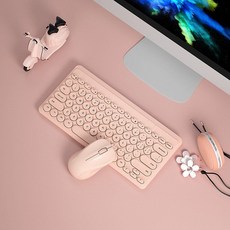 블루투스 접이식 키보드 무선 저소음 마우스세트 핑크, 핑크 키보드+마우스, 표준 구성