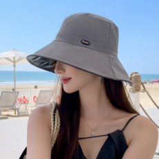 韓系 百搭 夏季 防曬 漁夫帽, 灰色, 可調節