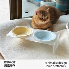 安心寵物精選 韓國BD飛碟貓碗 陶瓷寵物碗 濕糧碗 狗碗貓狗食盆喝水餐桌帶碗架 高, 綠色單個碗裝,陶瓷碗, 1個