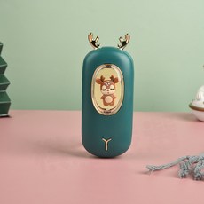萌鹿造型 暖手寶 電暖蛋, 1個, 綠