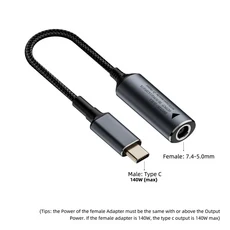 맥북 화웨이용 PD 전원 어댑터 컨버터 고속 충전 케이블 코드 140W DC 4.5x3.0 7.4x5.0 5.5x2.5mm 암-USB, 01 7.4-5.0mm