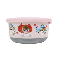 不鏽鋼防滑碗 止滑碗 隔熱碗 波力 雙耳碗 餐碗 幼稚園餐碗 麵包超人 汪汪隊 迪士尼 巧虎 POLI 兒童碗 學習碗, 1個, 大防滑碗-貓福珊迪-海洋 / 6863, 粉