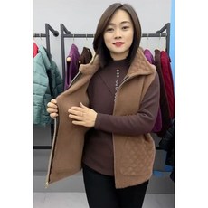 중년 양털 겨울 XL 아마큰옷 엄마옷 조끼 빅사이즈 버건디와인