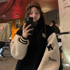 여자 간절기 겨울 데이트 룩 양털 야구 점퍼 후리스 god+47375GD