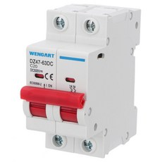 DC 태양광 PV 미니어처 회로 차단기 500V 2극 50A 타입 C DIN 레일 DZ47-63Z, 단일 20A
