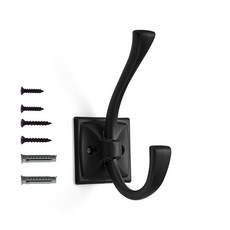 Khtumeware 빈티지 벽 후크 10팩 코트 후크 하드웨어 타월 후크 코트 걸기용 베네치아 브론즈 로브 후크 벽걸이 열쇠 타월 가방 컵용 나사 포함, 2, 블랙