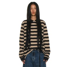 매장정품 파르티멘토 PARTIMENTO WOMEN 팀 76 패치 스트라이프 폴로 티_블랙 PW-25129BK 687882