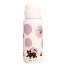 리안 큐트 애니멀 일러스트 빨대 내장 보온 텀블러, 1개, 600ml, 퍼플