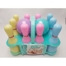 【阿LIN】904150 兒童 馬卡龍保齡球 玩具 親子互動 球類套裝 手提包裝 方便攜帶 收納 球瓶23cm, 1個, 馬卡龍色