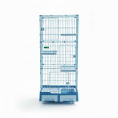 Nicole寵物台灣正版創逸CE貓籠（現貨）內含貓砂盆雙層貓籠三層貓籠大貓籠子抽屜式日式貓籠室內籠CT, 1個, 促　CE03　藍　三層貓籠【正品原裝箱】, 藍色