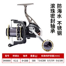 德島 DK12000 紡車輪 8+1BB 軸承 583g 重量 4.1:1 轉速比 防海水 全金屬線杯, 天誘DK9000