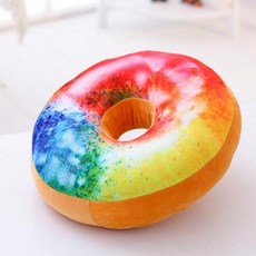 음식 모양 쿠션 플러시 도넛 귀여운 베개 3D 인형, 실크하트