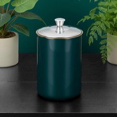 프리미엄 스테인리스 냄새 차단 밀폐형 뚜껑 재떨이, 1개, 9.5*8cm 다크그린