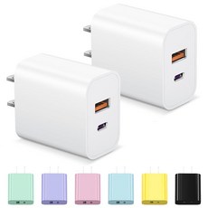 USB C 충전기 블록 고속 충전 멀티포트 어댑터 아이폰 17 20W USB-C 및 USB-A 포트 17/16/15/14/13/12/11/X/8 아이패드 구글 픽셀 삼성 갤, USB C 충전기 블록 고속 충전 멀티포트 어댑터 아이