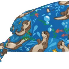 거북이 뼈 스크럽 캡 스웨트 밴드가 조절 작업 커버 타이 백, 1개, 7. Otter