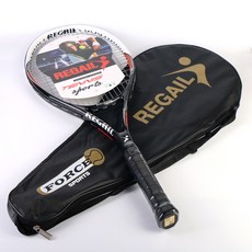 REGAIL碳素複合一體網球拍 大學男女超輕訓練比賽專用 提升擊球速度與控制力, 黑, 1個