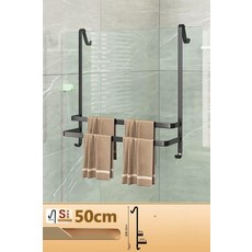 욕실 도어 수건걸이 타월 행주 거치대 선반 정리대, 1개, 블랙 더블봉 50cm B