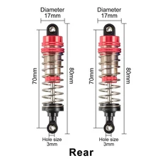 RC 알루미늄 합금 금속 오일 충격 흡수 장치 조정 가능한 댐퍼 1316 Wltoys 용 CNC 업그레이드 부품 144001, 03 red-rear