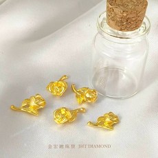 金宏總珠寶 9999純金玫瑰黃金金珠(附玻璃瓶) 小資存錢 黃金投資 儲蓄金 推薦禮物, 五顆 (0.19錢), 金色