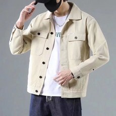 휠렉스 남성 카라넥 캐주얼 투포켓 긴소매 코튼 트리커 자켓 W25