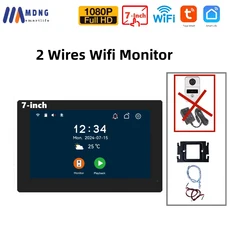 1080P Tuya 스마트 WIFI 초인종 카메라 아파트 비디오 인터콤 2 전선 7/10 인치 IPS 모니터 5-in-1 잠금 해, 01 CHINA, 02 KB02-7inch-Monitor
