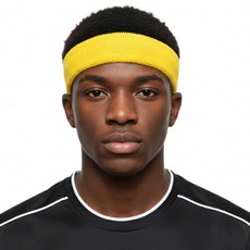 COUVER 매우 두꺼운 긴 면 스웨트밴드 - 확장 사이즈 튼튼한 운동용 테리 천 머리띠 1개 레드/블루/레드, 밝은 옐로우