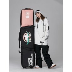 더블 스노우보드 가방 백 장비 보드 방수 마모방지 바퀴가 스키 엣지백 초대형, 165x36cm, 하얀색, 1개