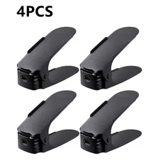 4-16개 신발 슬롯 정리함 조절 가능한 쌓기대 공간 절약형 이중 데크 랙 신발장 보관 홀더, 4PCS Black