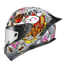 Motorax R50s 招財貓彩繪 全罩式安全帽, 灰