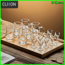 CLITON玻璃白酒杯小號酒盅杯分酒器套裝 家用一口杯烈酒子彈杯酒具, 白酒杯分酒器套裝, 1個