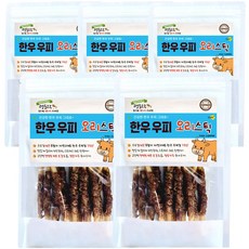 멍도락 한우우피스틱 100% 한우껌 오래먹는 강아지껌 국내산 수제간식, 한우우피 오리스틱, 90g, 5개