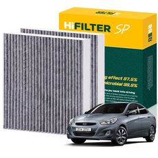 하이필터 현대 엑센트 자동차 활성탄 에어컨필터, 2개, 엑센트 (4세대 RB FL) HI-J010