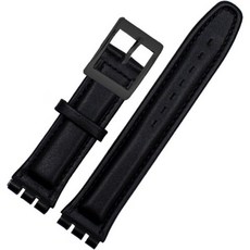 환쥔 정품 가죽 시계줄 SWATCH YCS YAS YGS 호환 남녀용 접이식 버클 팔찌 밴드 갈색 17mm 19mm, Black-black