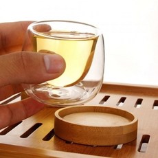 로하티 이중 내열유리 찻잔 + 우드받침대(50ml) hay+63196Es