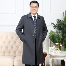 Asure 남자 중년 트렌치코트 비즈니즈 칼라 자켓 캐주얼 루즈핏 바람막이 롱 코트