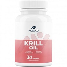 크릴오일 체지방 영양제 오메가3 30Ct EPA DHA 아스타잔틴 가 포함된 누마드 크릴 오일 500mg, 1개, 30정