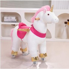 사이클 자전거 갈색 승마 완구 소형 말타기 바퀴달린 노란색, 흰색 75cm(90kg), 1개