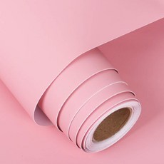 FunStick 61 x 508cm(24 x 200인치) 매트 브라운 콘택트 페이퍼 단색 탈착식 벽지 벗겨서 붙이는 브라운 벽지 방수 자체 접착 비닐 벽 종이 주방 캐비닛 커피, 솔리드 핑크