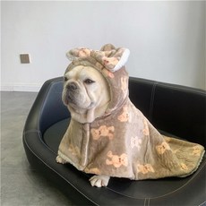 巴哥法鬥衣服 秋冬裝 加絨加厚鬥篷披風 睡袍毛毯 鬥牛犬柯基狗狗衣服 冬季優質寵物毯 羊羔絨毯 寵物衣 狗狗衣 加厚保暖, 1個, 咖啡披風 不帶枕頭 ,S胸圍53衣長38 10-18斤