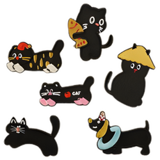 검은 고양이 와펜 의류 수선 다꾸 스티커, 1개, 이모션 6종