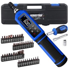 PUIBS 46개 디지털 토크 드라이버 세트 1/4" 0 8-53 2 LB IN 조정 가능 인치 파운드 토크 드라이버 토크 렌치 드라이버 1% 정확도 버저 및 LED 알림이, 1/4" 0.33-22.1 FT.LB