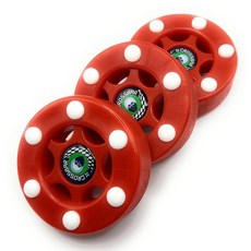 Crossbar 인라인 하키 퍽 - 3팩 - 빠른 글라이드를 위한 6개의 슬라이더 도트 디자인 - 실제 아이스 퍽처럼 느껴지는 크로스해치 - 스트리트 롤러 및 데크 하키용(레, 레드