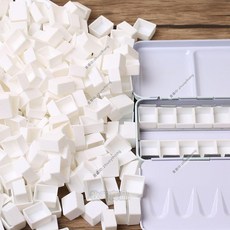 牧天 顏料分裝 水彩顏料分裝盒 2ml半塊/3.6ml全塊顏料盒 便攜式白色小空盒, 半塊格（2ml),50個, 1個