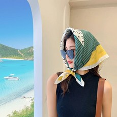 法式復古小方巾，防曬絲巾披肩頭巾