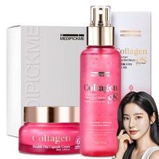 메디픽미 저분자 콜라겐 PDRN 화장품 2종 세트 고농축 탄력 개선 브라이트닝 비타민 더블캡슐 크림 미스트 수분 보습 안티에이징