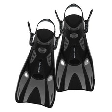 HeleiWaho 浮潛短蛙鞋 可調式快扣腳蹼 游泳潛水適用 多色尺寸, 黑色 大碼, 黑色