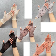 蕾絲半指防曬手套 女士夏季網紗輕薄透氣