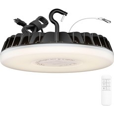데미라레 스마트 하이베이 LED 상점 조명 200W - 마이크웨어 모션 센서 24000LM UFO 다기능 리모컨 10%-100% 디밍 가능 IP65 방수 5000k 차고 제공