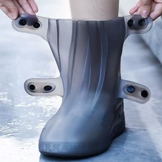 雨鞋套男女成人硅膠防水腳套雨天防雨防滑雨靴套耐磨兒童下雨腳套, 黑色高筒拉鍊款,36-37碼